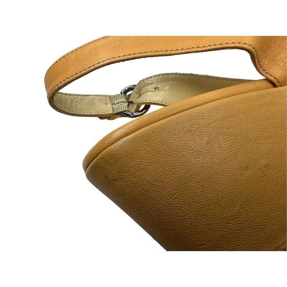 Butter Italy Light Camel Wedge Platform Peep Toe Slingback Size 9.5 - Picture 12 of 12